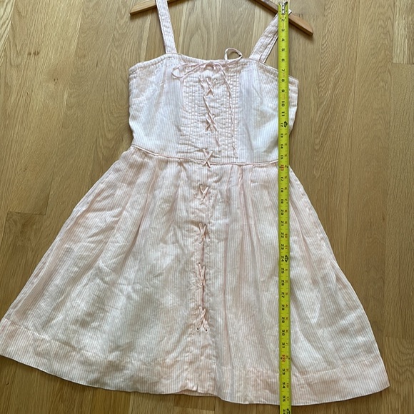 SEE BY CHLOE Pleated Dress Peach White Stripe 6 - Picture 9 of 16